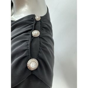 Luisa Spagnoli black Dress IT 44 Shoulder Pads Jewel Gatsby VTG